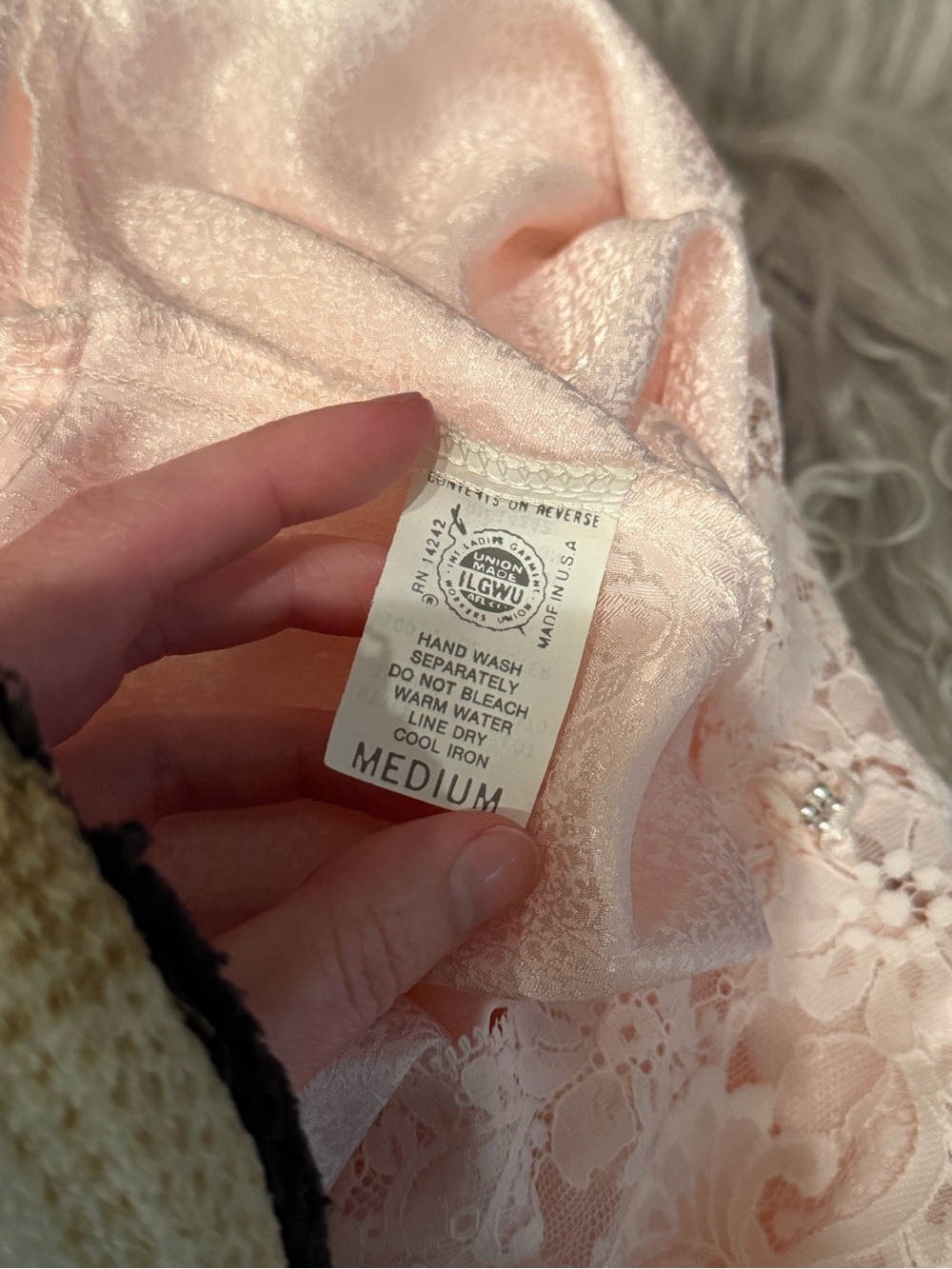 CHRISTIAN DIOR Vintage Lace Trim Pink Nightgown Lingerie Slip Dress Négligée M - Picture 15 of 16
